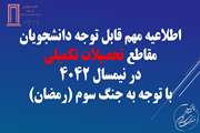 قابل توجه دانشجویان مقاطع تحصیلات تکمیلی در نیمسال 4042 با توجه به جنگ سوم (رمضان)